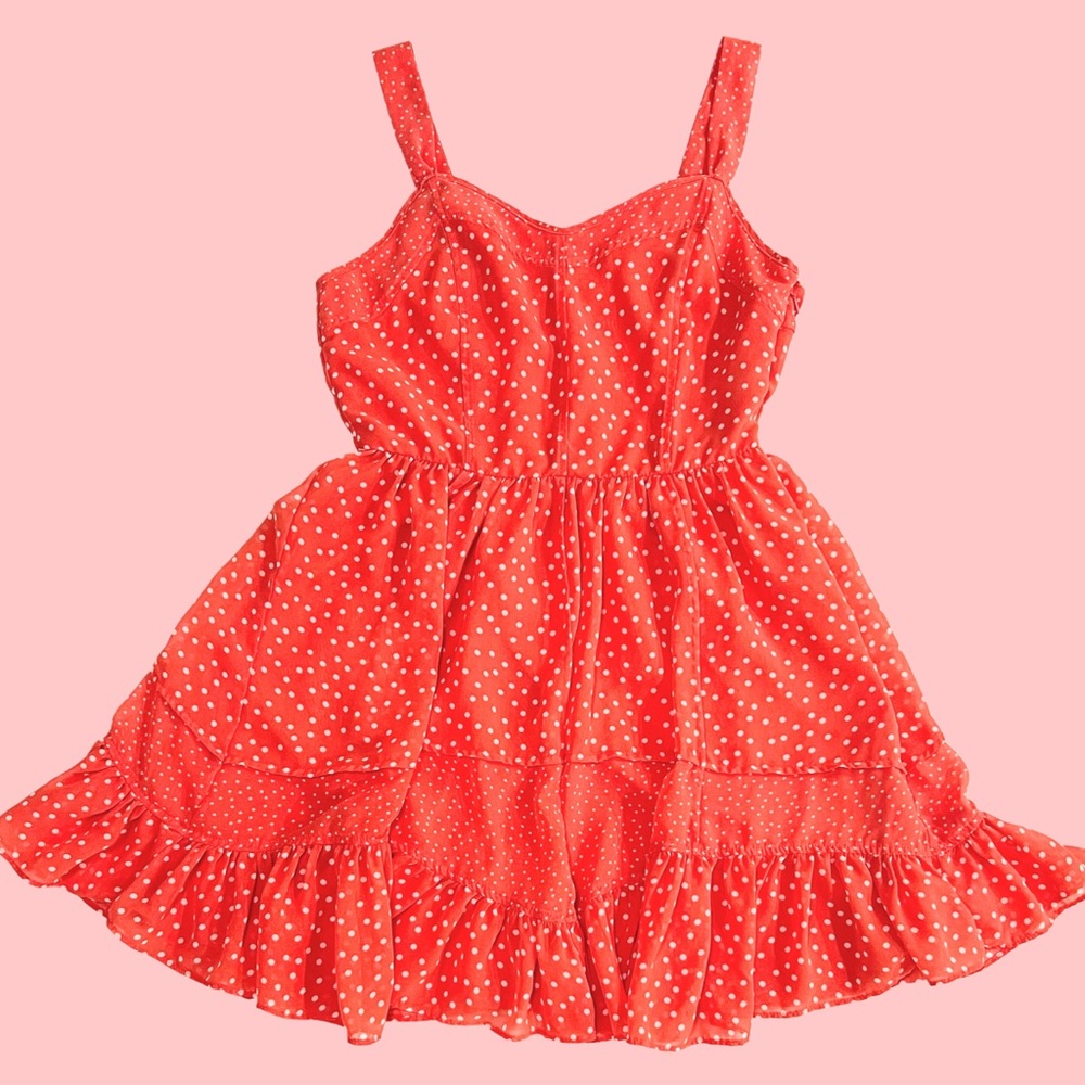LC Lauren Conrad Red Polka Dot Sun Dress